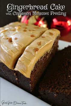 two slices of cake on a plate with frosting