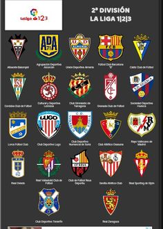 the official team crests and emblems for the spanish league football teams, soccer world,