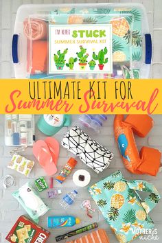 the ultimate summer survival kit for kids includes items such as sun hats, flip flops and more