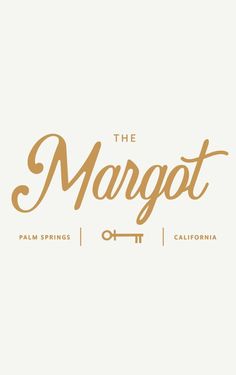 the margot palm springs, california logo on a white background with gold lettering