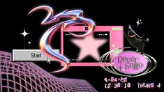 an image of a computer screen with the words star style on it and a pink background