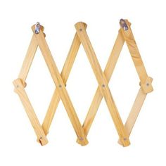 three wooden clothes racks are shown against a white background