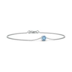 Bezel-Set Round Aquamarine Chain Bracelet 19th Wedding Anniversary, Aquamarine Bracelet, Icy Blue, Stackable Bracelets, Blue Gems, Fine Jewelry Bracelets, March Birth Stone, Bezel Setting, Chain Bracelet