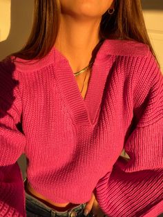 #pink #sweater #sweaterweather #goldenhour #fashion #personalshopper #aesthetic #chunkyknit Engagement Photo Shoots, Daily Fashion Inspiration, Perfect Pink, Different Outfits, Engagement Photoshoot, Personal Shopper, Personal Shopping, New Job, Engagement Photo