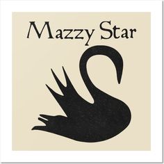 a black swan on a white background with the words mazzy star written below it