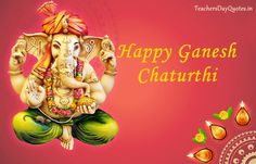 happy ganesh chaturthi greeting card with lord ganeshi on pink background