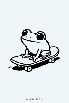 a frog sitting on top of a skateboard