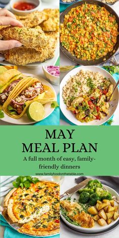 the meal plan is filled with different types of food