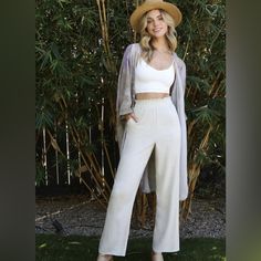 These Summer Loving Linen Pants In The Color Bone Are The Perfect Go To Pants For A Fun Night Out With A Pair Or Wedges Or Throw On Some Sandals For A Bbq 60% Cotton 40% Linen Windowpane Pants, Summer Linen Pants, Checked Pants, Fitted Slacks, Pleather Pants, Color Bone, Brown Dress Pants, Summer Loving, Dickies Women