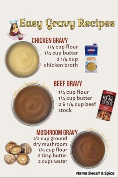 the instructions for how to make easy gravy recipe