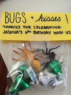 a package of bugs and kisses for celebrating joshua's birthday with us