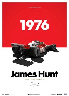 the poster for james hunt's racing car, which was signed by his father