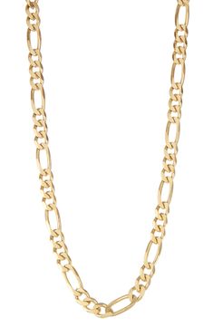 Simple details offer versatile styling of an Italian Figaro-chain necklace warmed with 14-karat-gold plating. Sterling silver/14k gold plate Made in Italy Classic Gold-tone Figaro Chain Necklace, Sterling Silver Figaro Chain Necklace, Silver Figaro Chain Necklace, Gold Figaro Chain, Silver Figaro Chain, Figaro Necklace, Figaro Chain Necklace, Figaro Chains, Figaro Chain