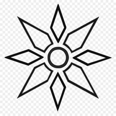 a black and white snowflake on a transparent background, with the sun in the center