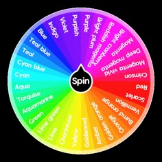 the spin wheel with words in different colors