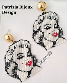 the earrings are made out of beading and have marilyn monroe face on each side