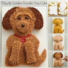 how to make a golden doodle dog cake with icing and fondant decorations