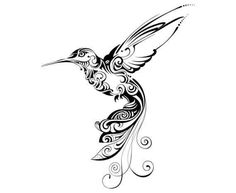 a black and white hummingbird tattoo design