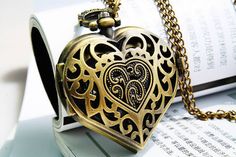 1pcs Antique Bronze   Watch Charms Pendant with chain ty144422. $5.20, via Etsy. Harry Potter Locket, Heart Shaped Watch, Watch Locket, Steampunk Heart, Vintage Steampunk, Carved Heart, Steampunk Wedding