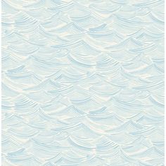 a blue and white wallpaper with wavy waves on the bottom, in shades of light blue