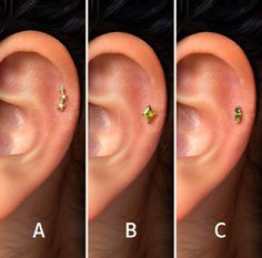 three different types of ear piercings are shown