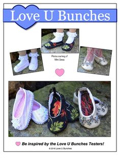 the cover of love u bunches magazine with pictures of baby shoes and slippers