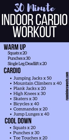 an advertisement for the indoor cardio workout program, with instructions on how to use it