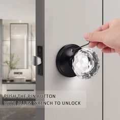 a person is pushing the button on a door