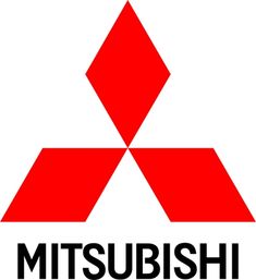 the logo for mitsuishi is shown in black and red on a white background