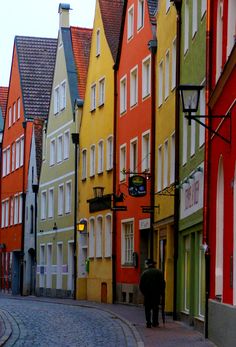 Colourful houses in Landshut - Germany #InspiredBy #joingermantradition #germany25reunified Colorful Houses, Walking Down The Street, Beautiful Buildings