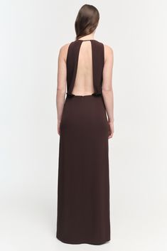 PRE-FALL 2024 WOMEN'S COLLECTION The Kosme Gown in Espresso. This elegant deep V-neck dress flows seamlessly from the plunging neckline to the floor, creating a striking silhouette. Luxury Bias-cut Floor-length Gown, Sleek V-neck Bias Cut Maxi Dress, Luxury Floor-length Backless Bias Cut Dress, Luxury Bias Cut V-neck Maxi Dress, Simkhai Dress, Brown Gown, Luxury Brown V-neck Maxi Dress, Womens Long Dresses, Deep V Neck Dress