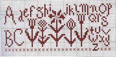 a cross stitch pattern with letters and numbers