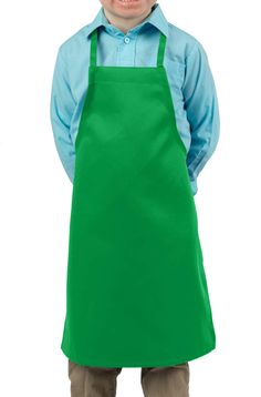 PRICES MAY VARY. No pockets Bar-tacked at ALL STRESS POINTS Measures 22 in (L) x 18 1/2 in (W) Generous 24" tie length (each side) Also available in size MEDIUM *for size reference model pictured is 7 years old Our aprons in easy-care and durable Spun Poly look, breathe and have the soft feel of pure cotton. Stain resistant, non-fading and stands up to frequent laundering. No ironing or shrinking gives you hassle-free care. Branded Aprons, Green Apron, Chef Clothes, Kids Cooking, Kids Crafting, Tie Length, Bib Apron, Kids Apron, Cooking Apron