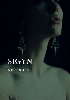 a woman with large earrings on her chest and the words sign wife of lodi