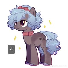 an image of a pony with blue hair and pink bows on it's head