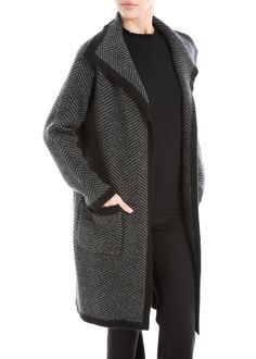 PRICES MAY VARY. QUALITY MATERIAL: Made of 74% acrylic, 22% polyester, and 4% spandex, Max Studio's long jacquard knit sweater cardigan ensures comfort and ease of movement while keeping you warm during a cold weather day. Available in a variety of sizes and colors, this particular coat is a women's size medium in a black and charcoal wide herringbone print. CARDIGAN FEATURES: This black and charcoal wide herringbone print cardigan features long-sleeves, a wide notch collar, and a beautifully draped open front. Complete with convenient front and side pockets, this garment offers both style and functionality. Falling gracefully below the knee, it's refined structure exhibits class and timeless elegance while maintaining comfortability. Pair this classy coat with dark pants, boots or any sho Cold Weather Wool Outerwear With Jacquard Knit, Fall Jacquard Knit Cardigan For Layering, Black Wool Jacquard Knit Outerwear, Jacquard Knit Cardigan For Layering, Fall Jacquard Knit Sweater With Shawl Collar, Long Sleeve Jacquard Knit Sweater Coat, Fall Workwear Jacquard Knit Cardigan, Jacquard Knit Sweater Coat, Fall Jacquard Knit Cardigan For Work