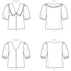 the front and back views of a blouse