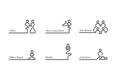 four line icons depicting different stages of life in the form of people sitting on top of a