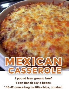 the mexican casserole has been cooked and is ready to be eaten in the oven