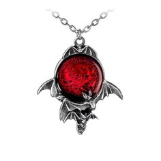 PRICES MAY VARY. Measures Approximately 58mm x 50mm x 10mm at Widest Points Hand made in England from the finest English lead free pewter Includes the chain shown in image The Blood Moon Necklace creates a scene from one of the most dangerous nights of the lunar calendar. This full moon pendant features a vivid red crystal accent surrounded by a colony of vampire bats in flight. The bats flitter about this deep and sinister portent. A blood moon occurs only during a total eclipse, noted in the b Alchemy Gothic Jewelry, Dramatic Necklace, Vampire Necklace, Wolf Pendant Necklace, Wolf Pendant, Alchemy Gothic, Gothic Jewellery, Gothic Boho, Buster Brown