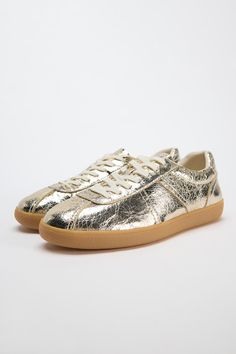 METALLIC LOOK SNEAKERS | ZARA United States Zara Sneakers, Blazers Shoes, Silver Sneakers, Waistcoat Dress, Metallic Look, Cargo Shirts, Cardigan Sweater Jacket, T Shirt Vest, Shoes Trainers