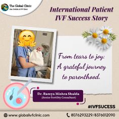 an advertisement for the international patient ivf success story featuring a woman holding a baby