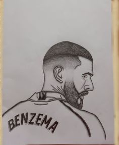 a drawing of a man with a beard wearing a baseball uniform and the name benzema on it