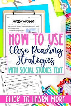 the text how to use close reading strategy with social studies text on top of it