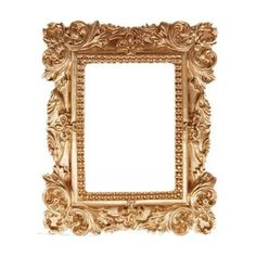 an ornate gold frame is shown against a white background with the image in it's center