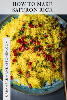 how to make saffron rice with pomegranates on the side