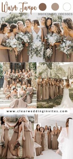 bridesmaid dresses in different colors and styles for the bridal party or wedding