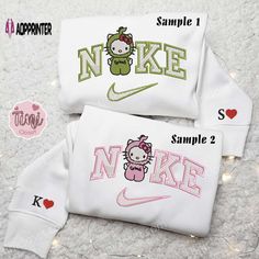 Hello Kitty Grinch x Nike Embroidered Couple Shirt - Festive Christmas Hoodie Nike Couple, Grinch Characters, Nike Inspired, Fashion Innovation, A Clothing Store, Kitty Christmas, Embroidered Shirts, Couple Christmas, Couples Friends