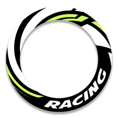 the logo for racing is shown in black and white with neon green trimmings