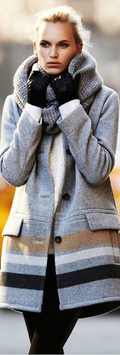 Irana Striped Wool Coat Grey Winter Coat, Wool Winter Coat, Estilo Chic, Club Monaco, Outfits Casuales, Wool Coat, Canada Goose, Autumn Winter Fashion, Miu Miu